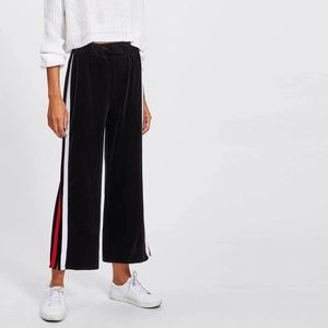 Black Velvet Wide Leg Pants, M